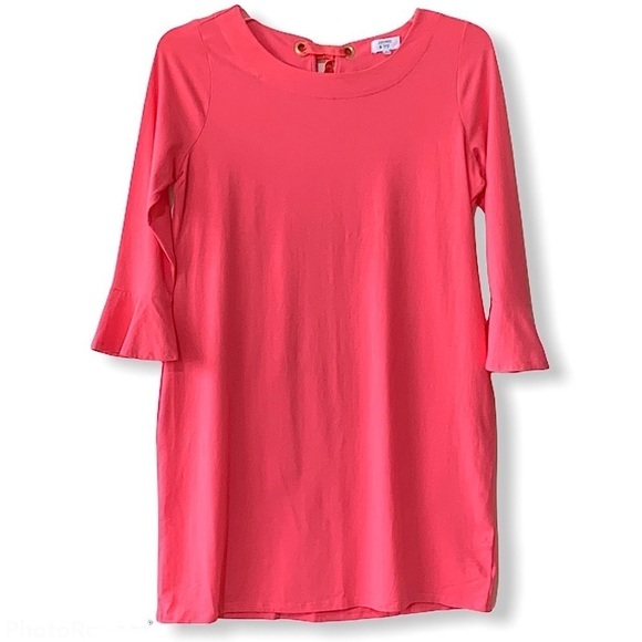 CROWN & Ivy Bright Coral Cotton Modal Blend Back Tie Dress Size Medium - Picture 3 of 8